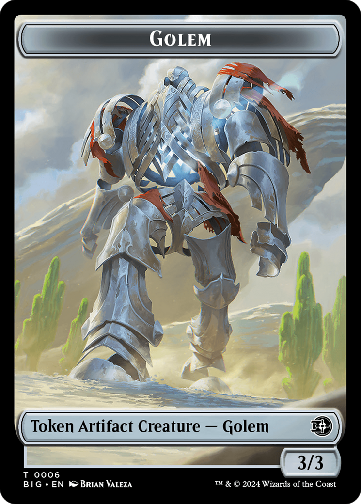 Treasure // Golem Double-Sided Token [Outlaws of Thunder Junction Tokens]