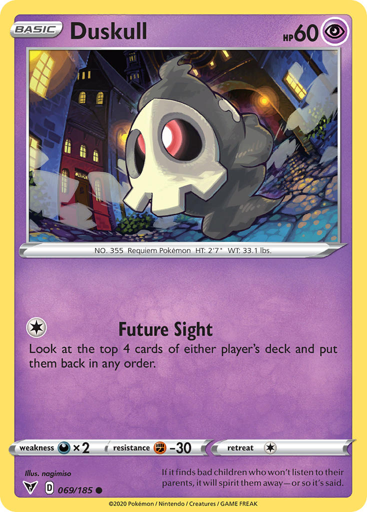 pokemon card duskull (GG28/GG70) PokeGuard 30 Retreat Cost Duskull (069/185) [Sword & Shield: