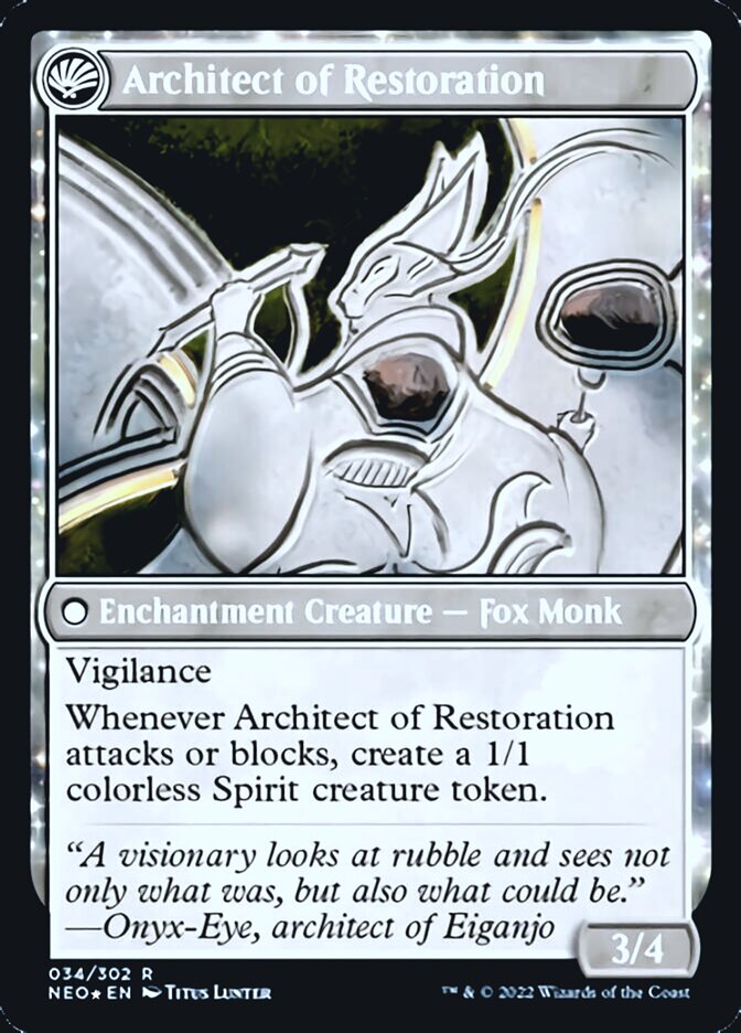 The Restoration of Eiganjo // Architect of Restoration [Kamigawa: Neon Dynasty Prerelease Promos]